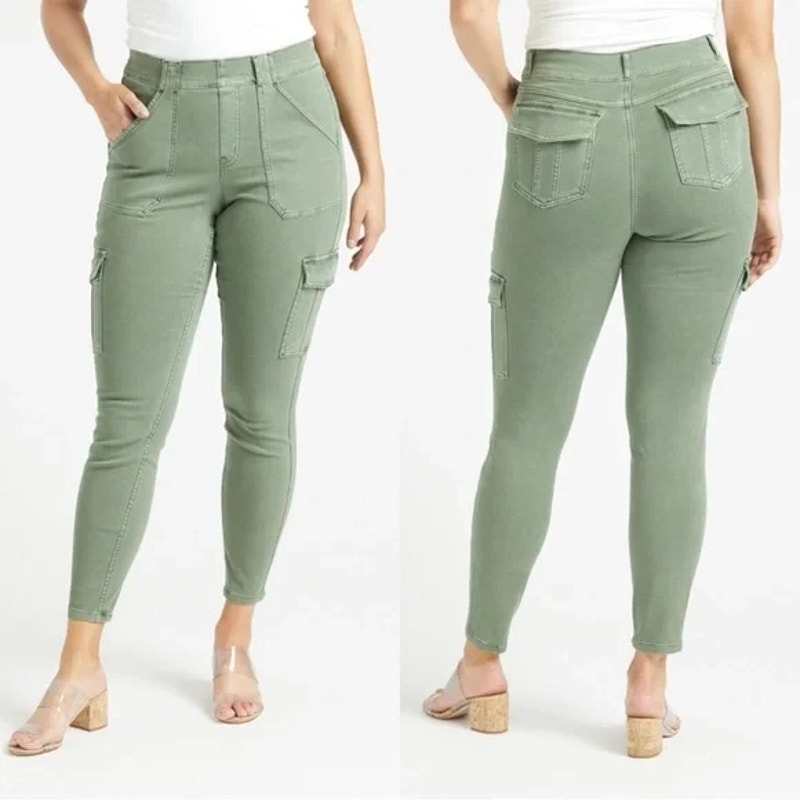 Spanx Stretch Twill Ankle Cargo Pants Sz Xl/Extra Large In Sage Green Nwt
